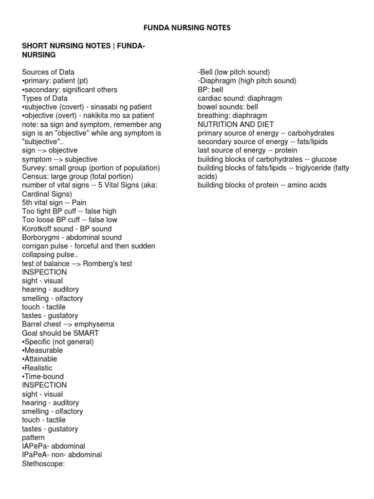 Funda Short Nursing Notes | PDF | Dialysis | Anesthesia