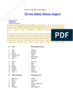 7nama Nama Hewan Dalam Bahasa Inggris