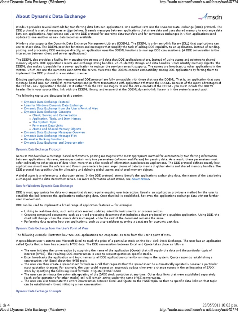 About Dynamic Data Exchange (Windows Message Passing Server