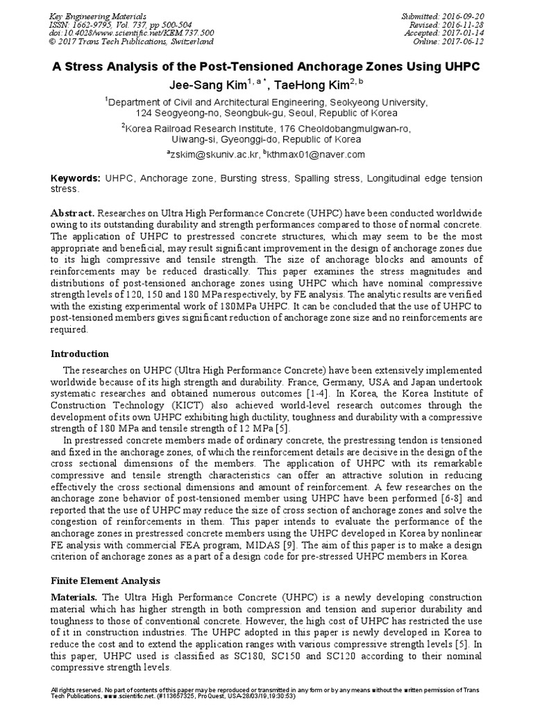 Stress Analysis of UHPC Anchorage Zones | PDF | Prestressed Concrete ...