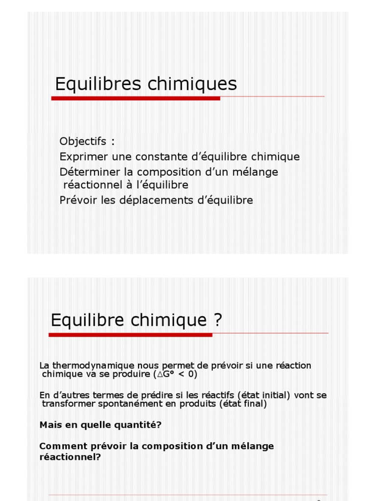 Equilibres Chimiques | PDF | Équilibre chimique | Chimie physique