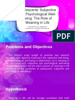 Adolescents' Subjective and Psychological Well-Being: The Role of Meaning in Life