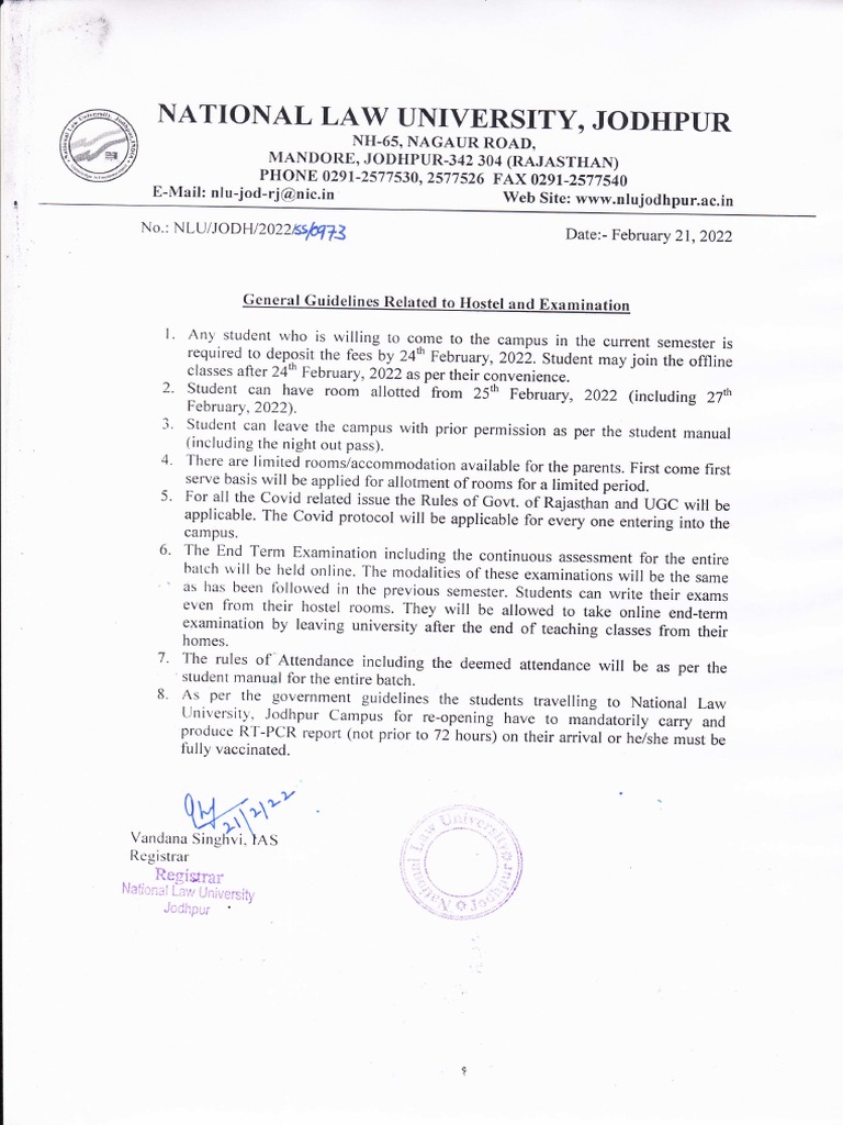 NLU Jodhpur Guidelines PDF