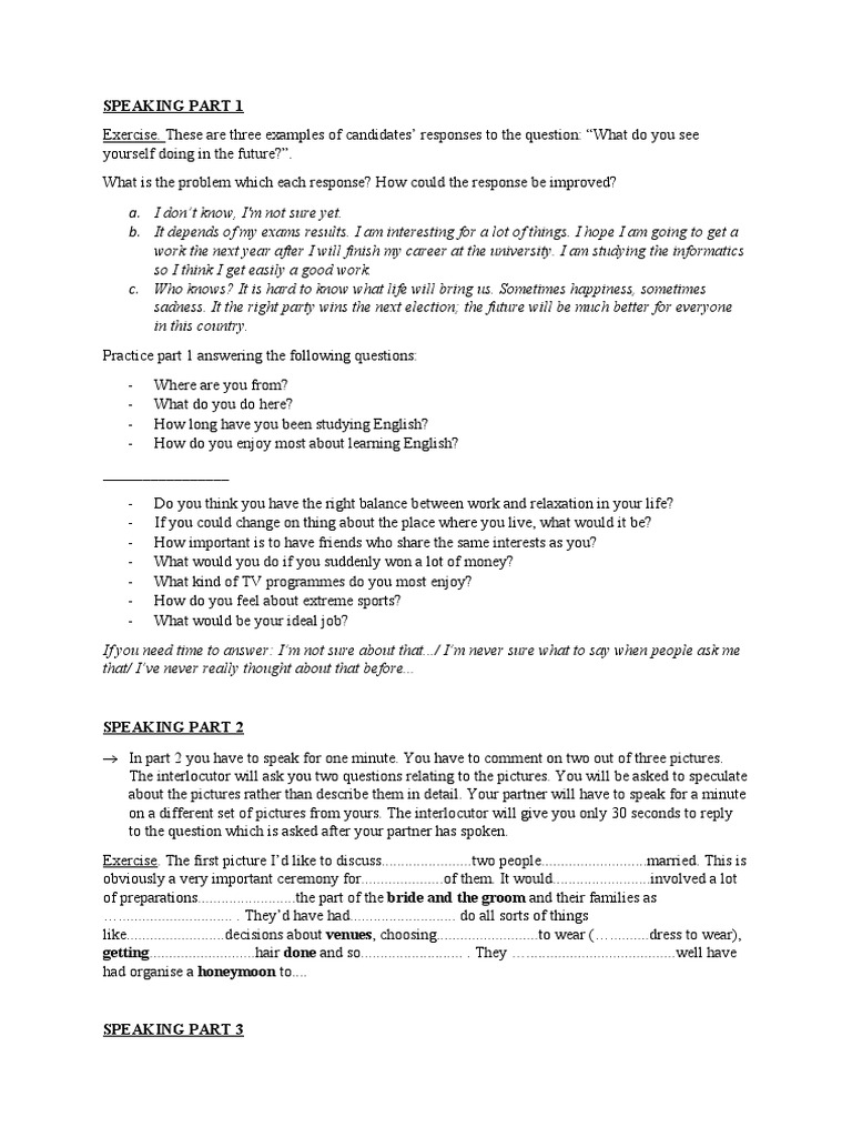 Speaking Test Response Tips | PDF