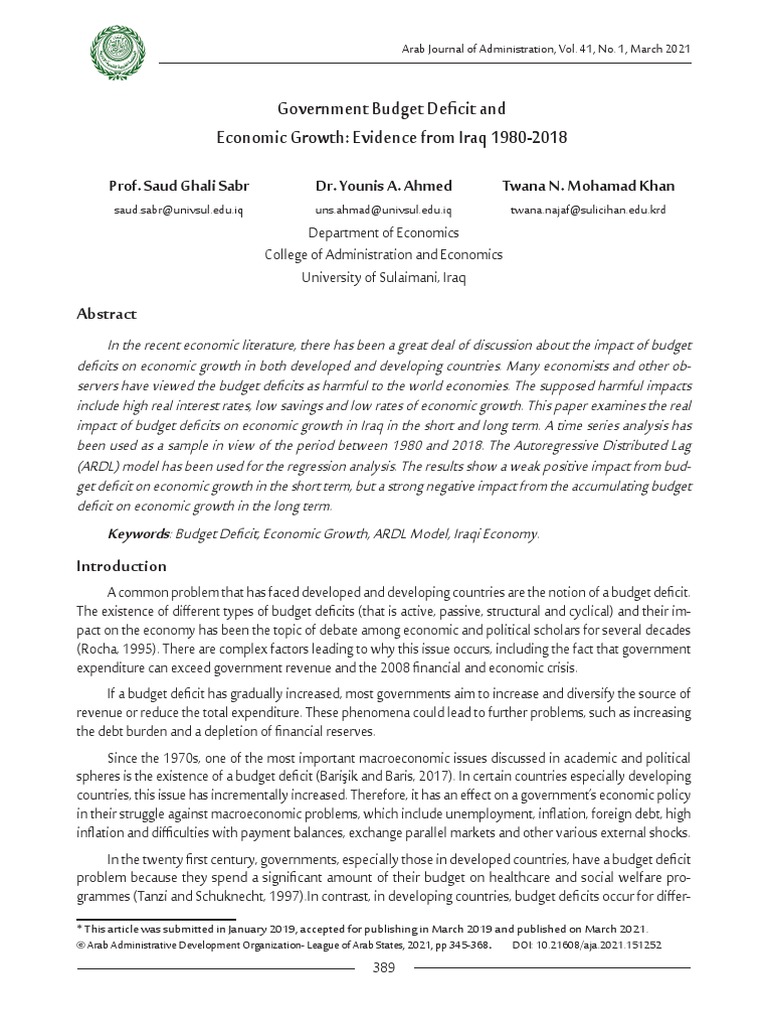 Government Budget Deficit and Economic Growth | PDF | Government Budget ...