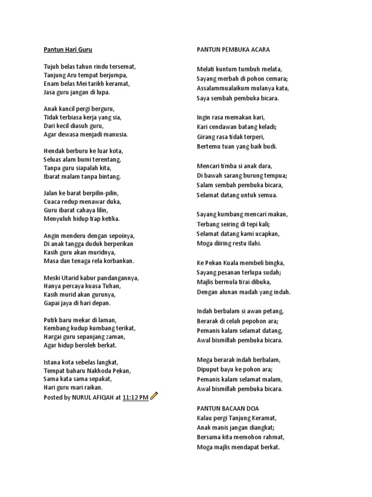 Berbalas Pantun Hari Guru