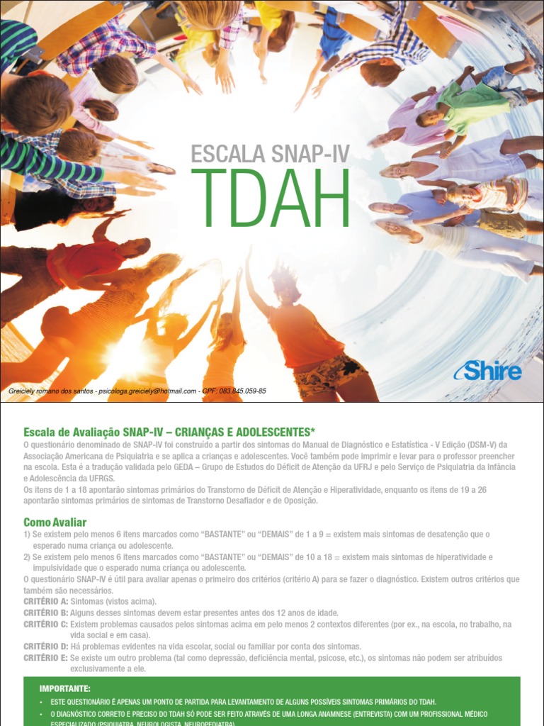Snap Iv | PDF | Transtorno de déficit de atenção e hiperatividade ...
