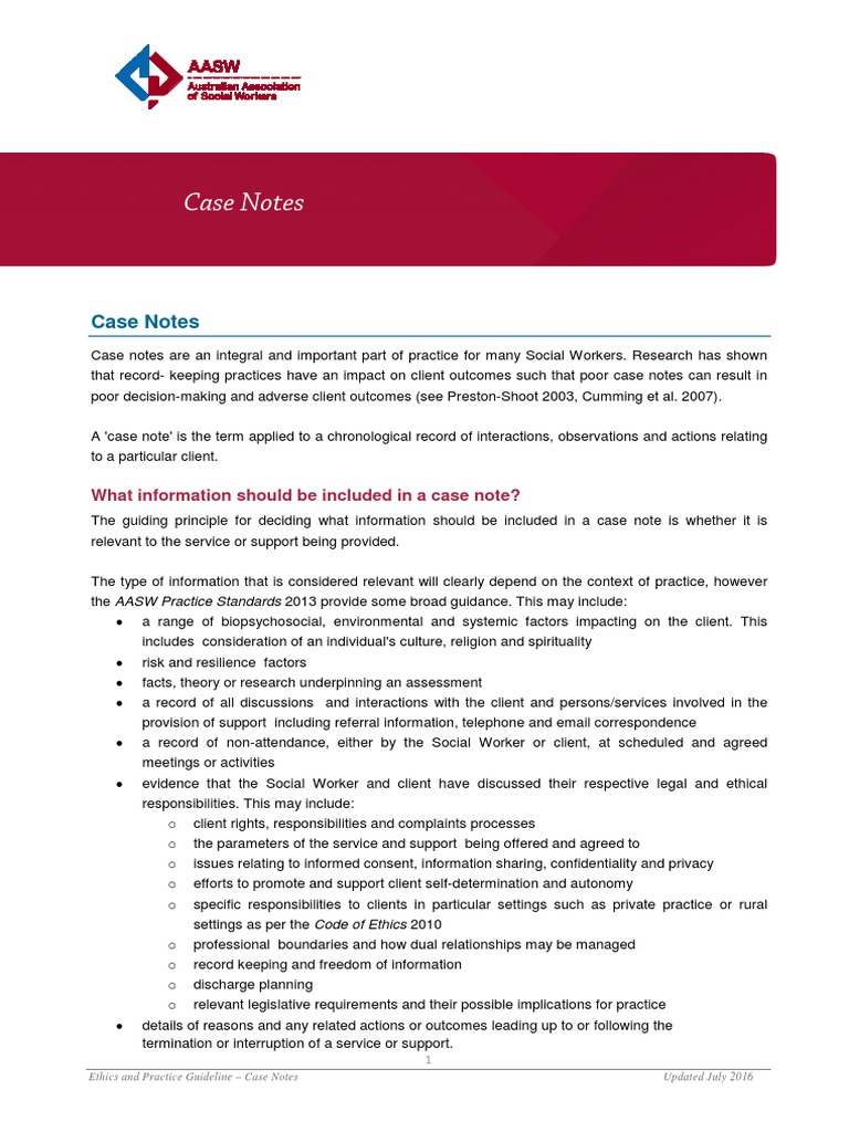 Case Notes Guidelines for Social Workers | PDF | Social Work | Autonomy