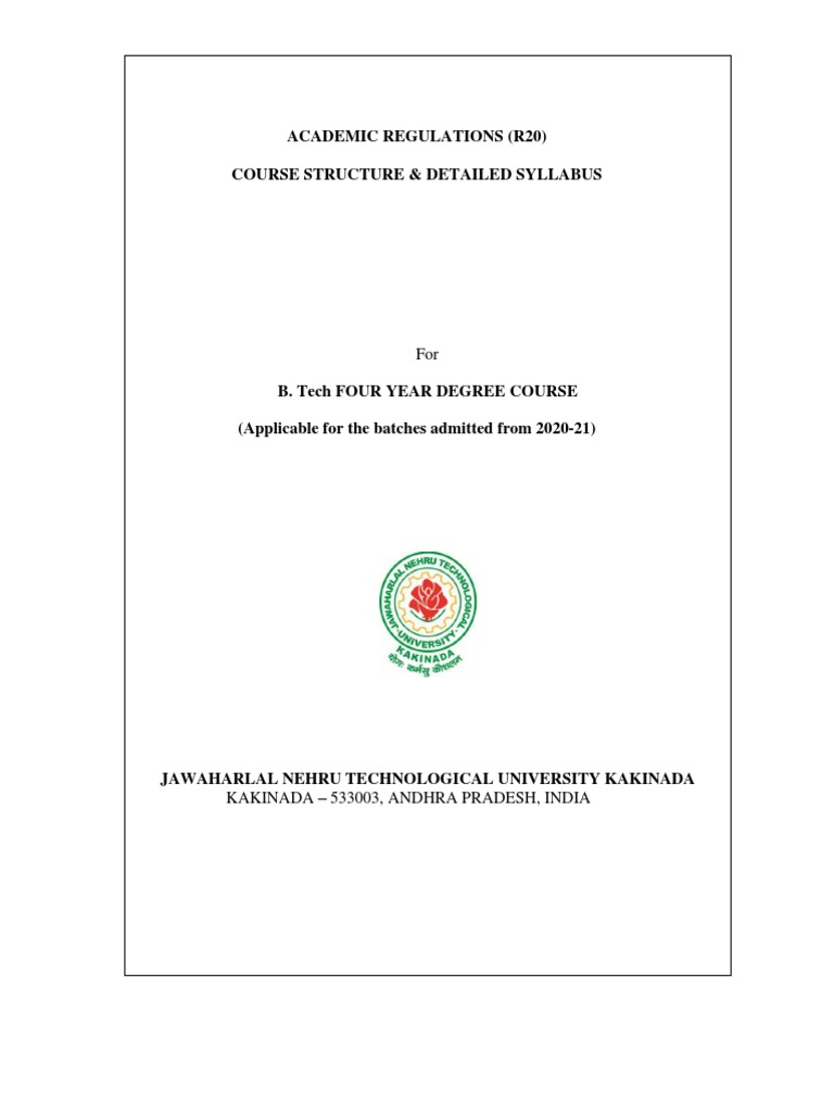 Academic Regulations R20 Course Structure Detailed Syllabus Pdf