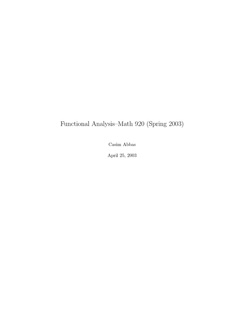Functional Analysis Overview - Math 920 | PDF | Banach Space ...