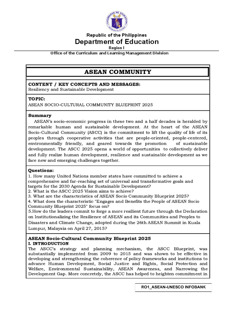 ASEAN SocioCultural Community Blueprint (ASCC) 2025 PDF