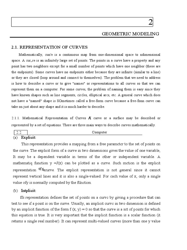 Curve Representation in Geometric Modeling | PDF | Spline (Mathematics ...