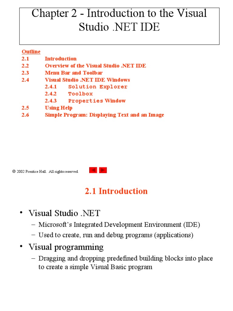 Chapter 2 Introduction To The Visual 2002 Prentice Hall. All Rights Reserved PDF