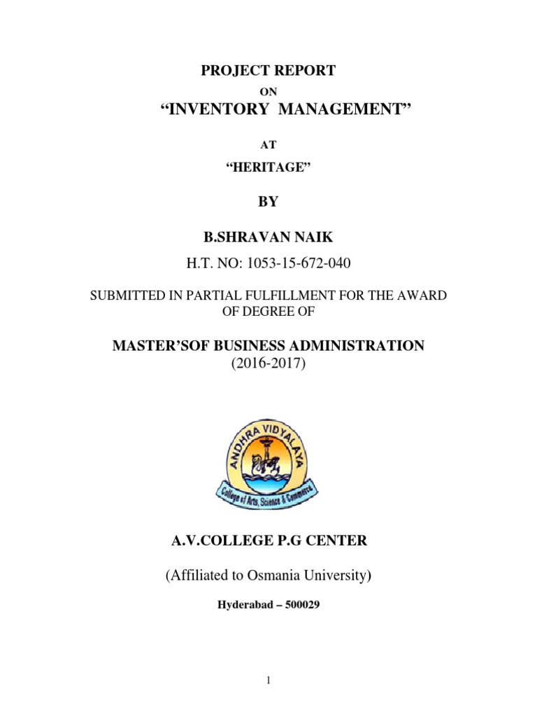 Inventory Management Project Report | PDF | Inventory | Cost Of Goods Sold