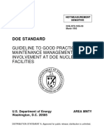 Doe Standard: Guideline To Good Practices For Maintenance Management Involvement at Doe Nuclear Facilities