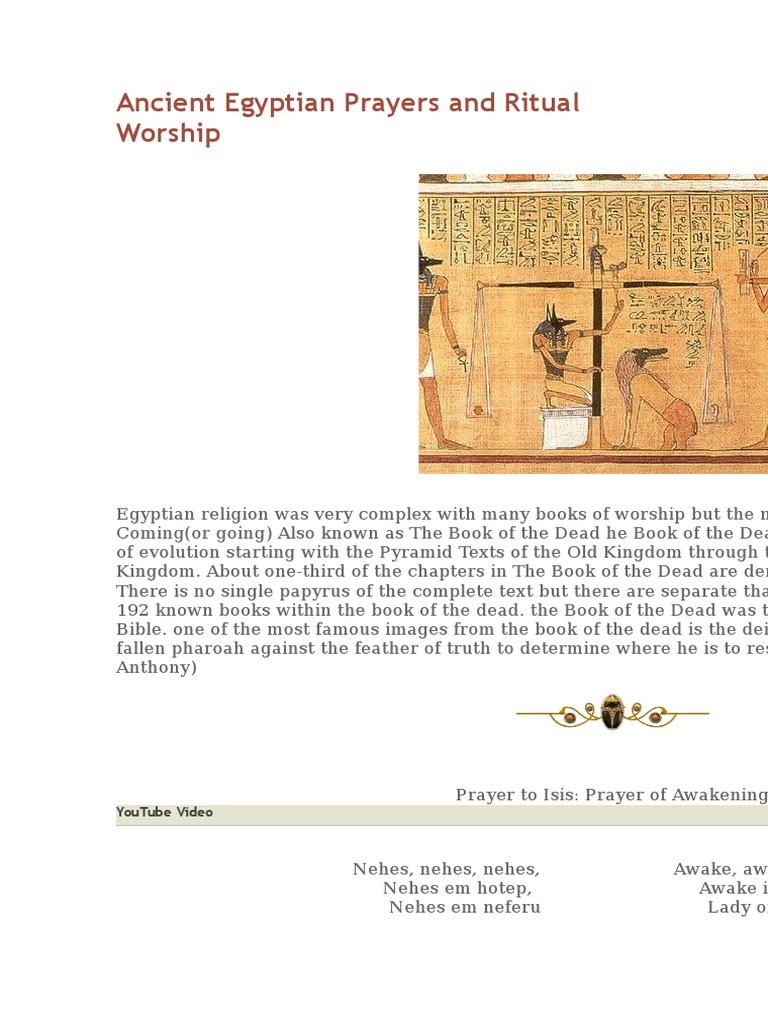 Ancient Egyptian Prayers and Ritual Worship PDF Isis Osiris