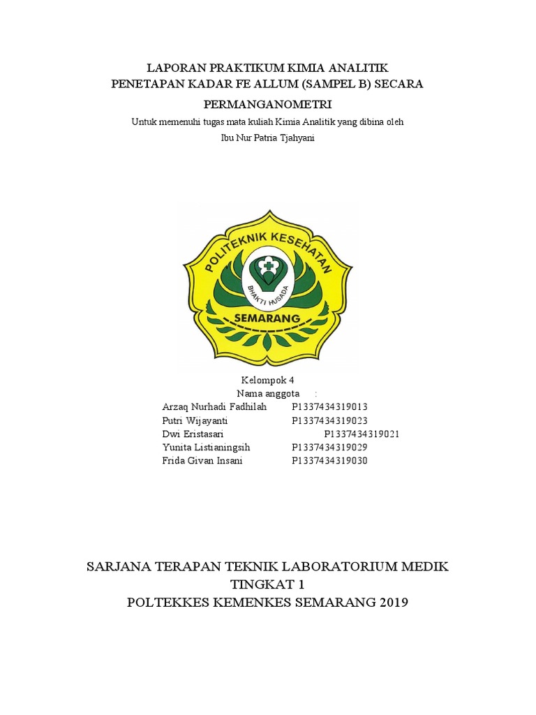 Penetapan Kadar Fe Allum dengan Permanganometri | PDF