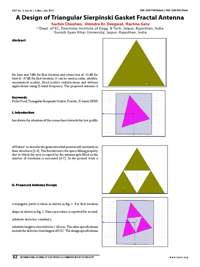 A Design of Triangular Sierpinski Gasket Fractal Antenna | PDF ...