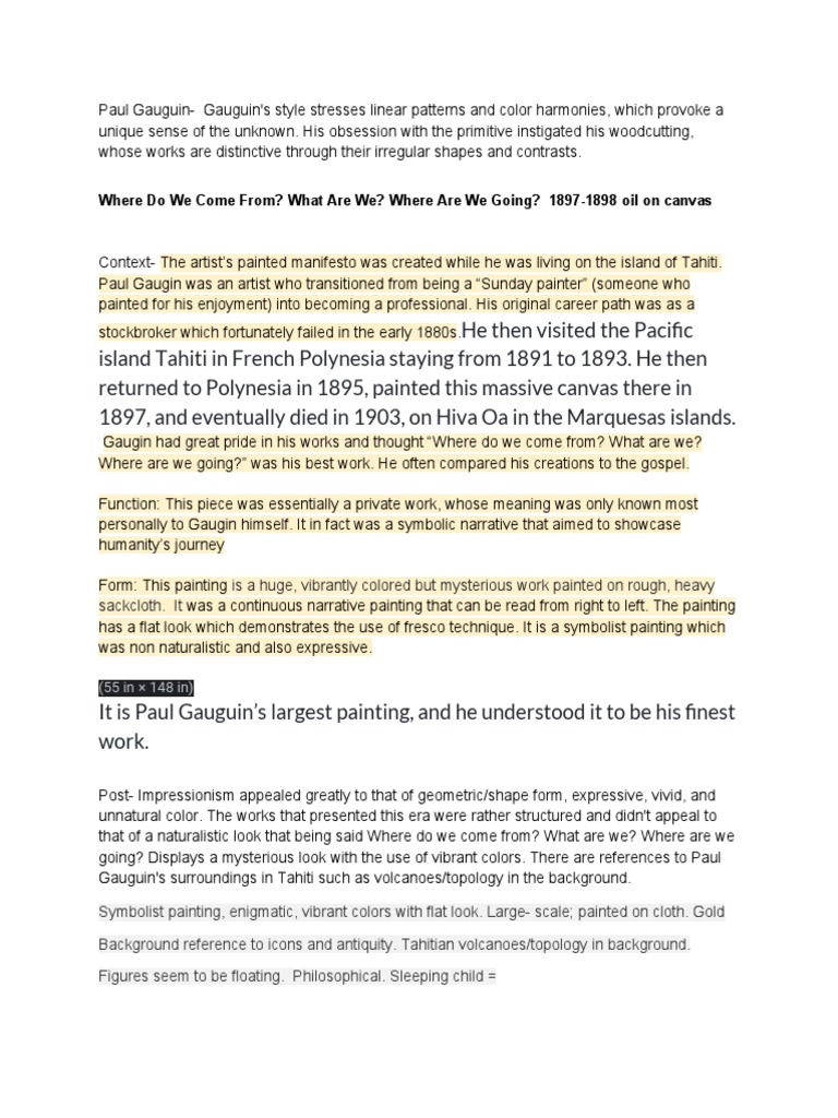 Ap Art History PDF Paul Gauguin Vincent Van Gogh
