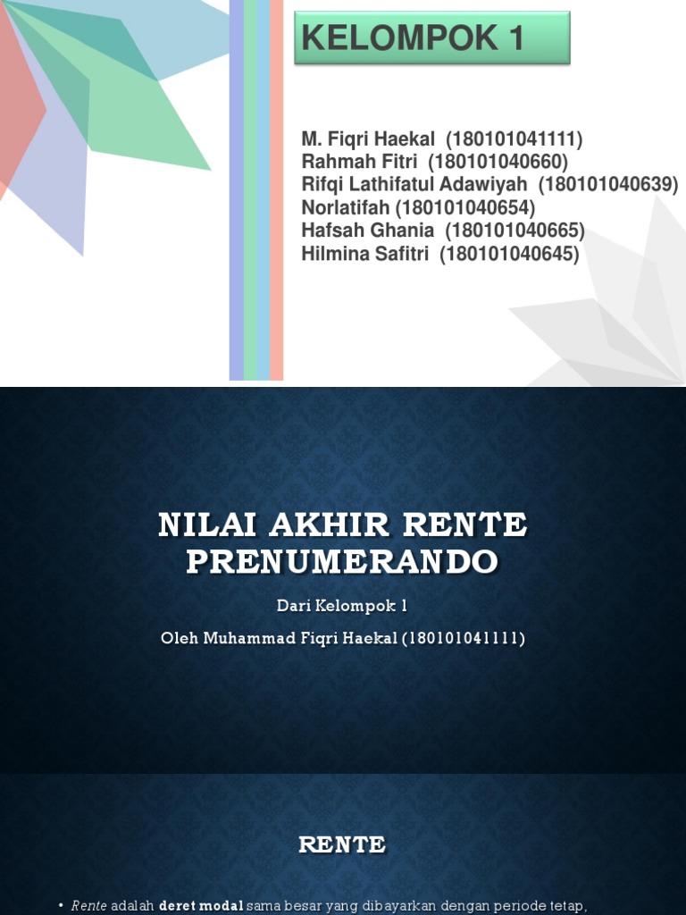Nilai Akhir Rente Prenumerando | PDF