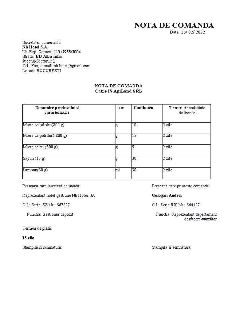 Toaz - Info Nota de Comanda Model PR | PDF