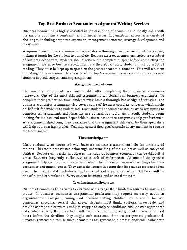 Business Economics Assignment Help | PDF | Economics | Business Economics