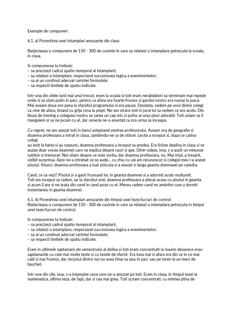 Exemple de Compuneri | PDF