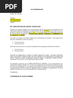 Acta de Reintegro Laboral Modelo | PDF