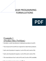 Linear Progamming Formulations