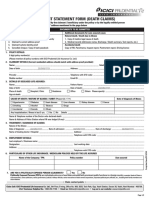 Claimant Statement Form (Death Claims) : Customer Helpline No: 1860 266 7766