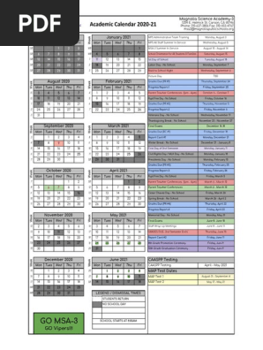 School Calendar | PDF | Educational Organizations | Educational Institutions