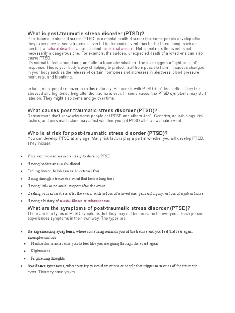 Understanding Post-Traumatic Stress Disorder | PDF | Psychological ...