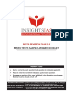 Mains Tests Sample Answer Booklet: Insta Revision Plan 2.0