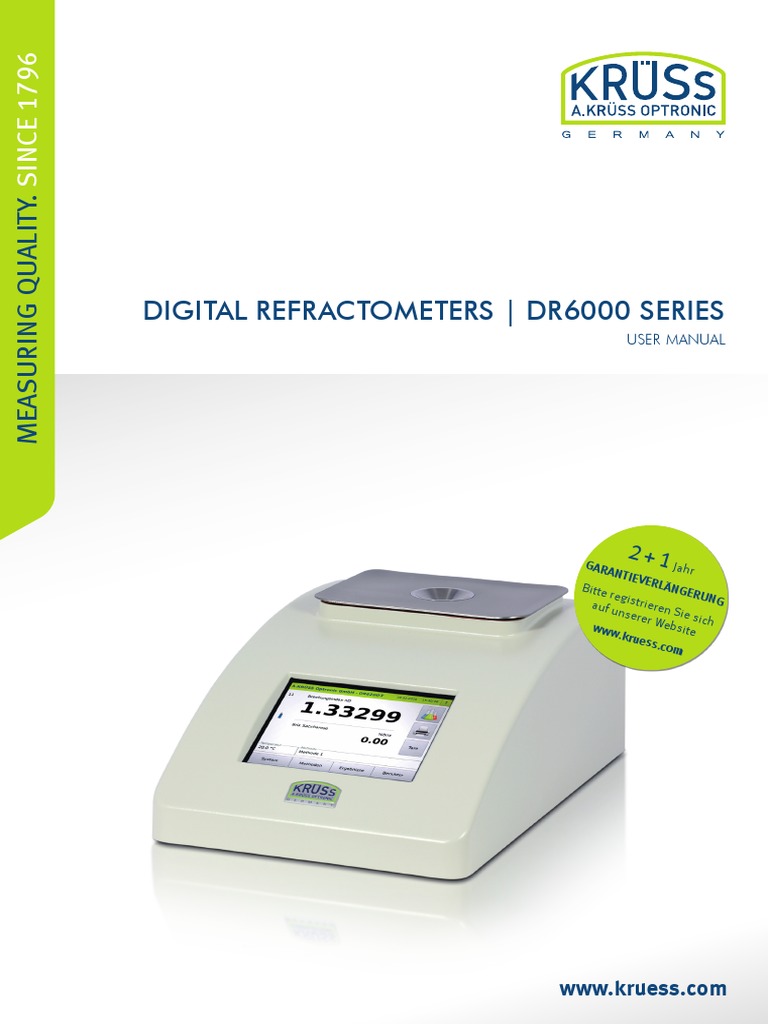 Digital Refractometer User Manuals Model DR6000English PDF Menu