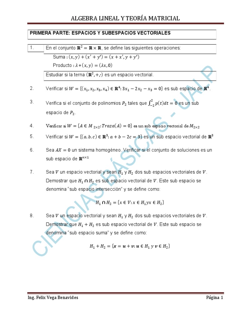 Fundamentos de Álgebra Lineal y Matrices | PDF | Base (álgebra lineal ...