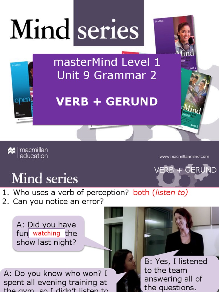 Mastermind 1 Unit 09 Grammar 2 | PDF | Verb | Sentence (Linguistics)