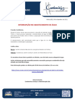 Comunicado Sobre Interrupção Abastecimento Agua - 08.12.2021