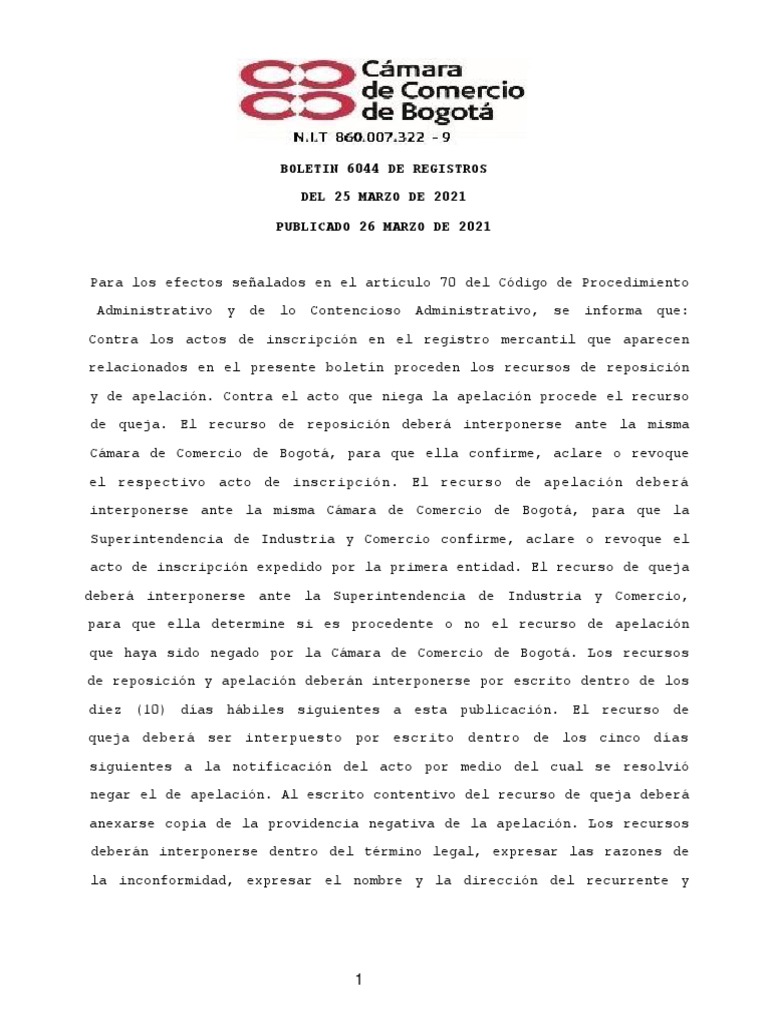 6044) Marzo 25 de 2021 Publicado 26 de Marzo de 2021, PDF, Sociedad de  responsabilidad limitada