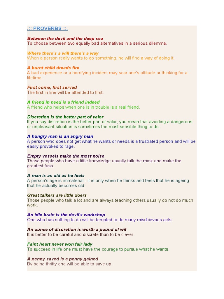 50 English Proverbs and Their Meanings | PDF