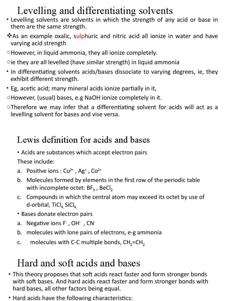Levelling and Differentiating Solvents PDF Redox Electrochemistry