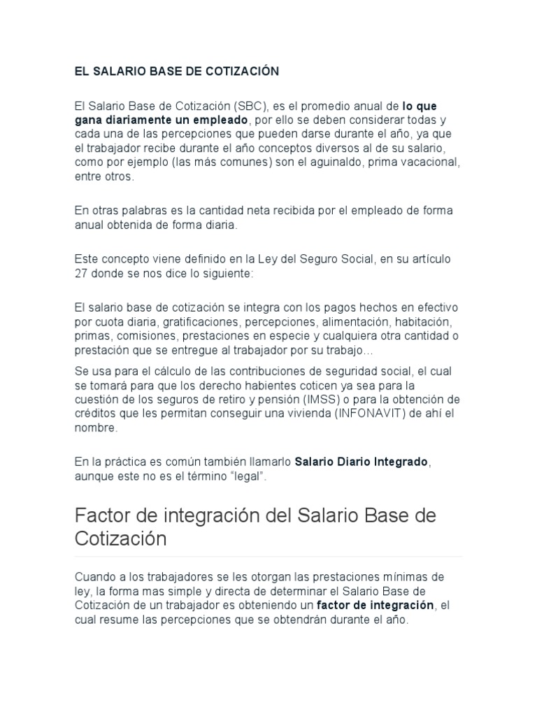 El Salario Base de Cotización | PDF | Salario | Pensión
