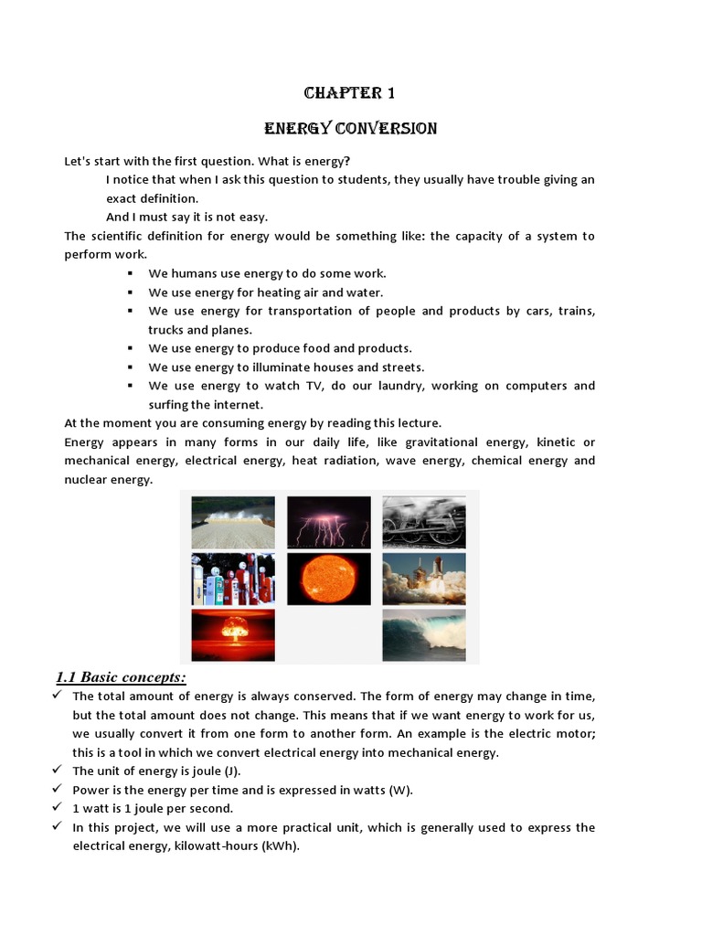Energy Conversion: 1.1 Basic Concepts | PDF | Fuels | Energy Development