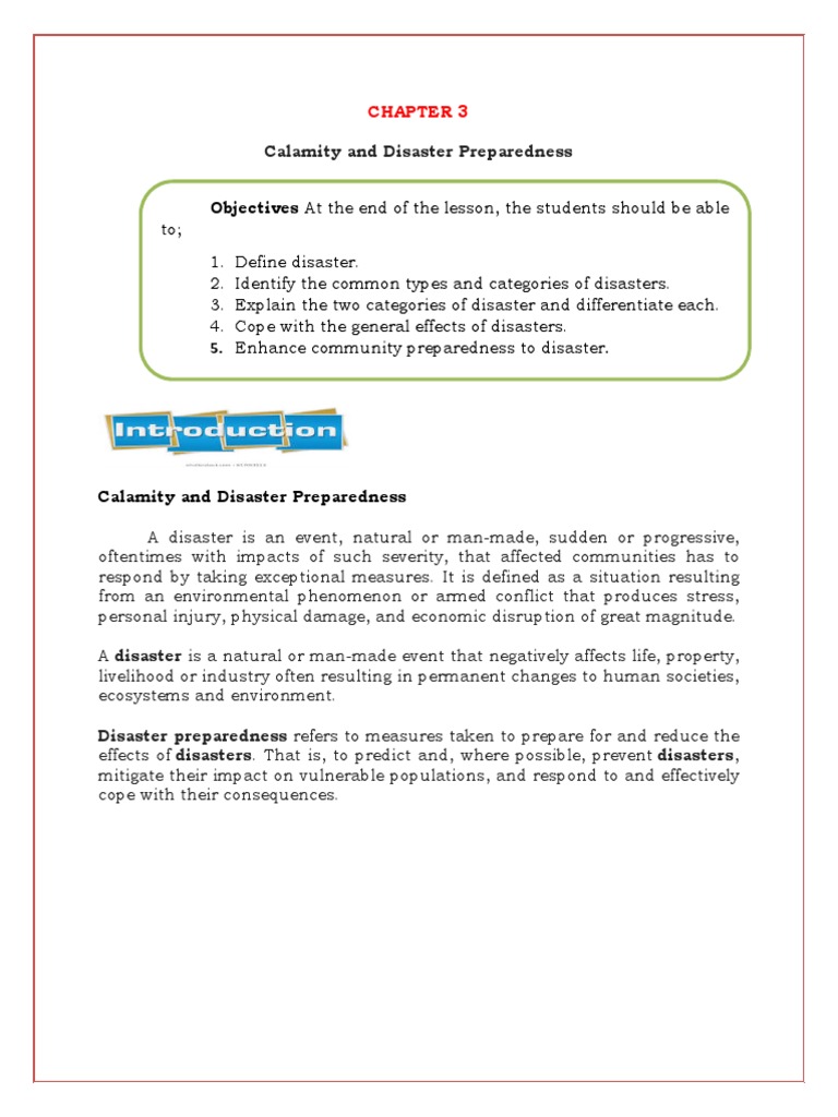 Chapter 3 Calamity Disaster Preparedness Download Free Pdf