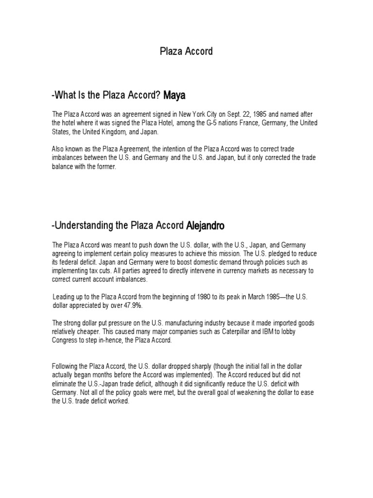 Plaza Accord | PDF | Monetary Policy | Money