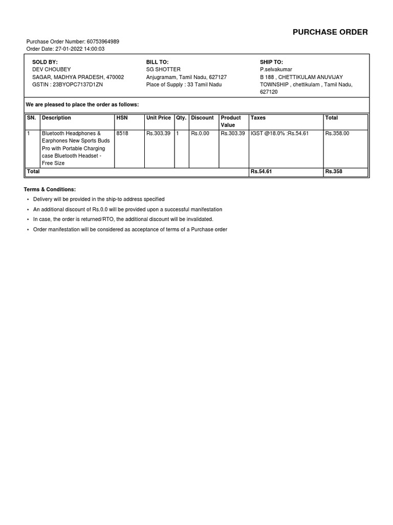 Downloading Invoice Ms Purchase Order 60753964989 1 | PDF