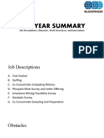 One Year Summary: Job Descriptions, Obstacles, Work Structures, and Innovations