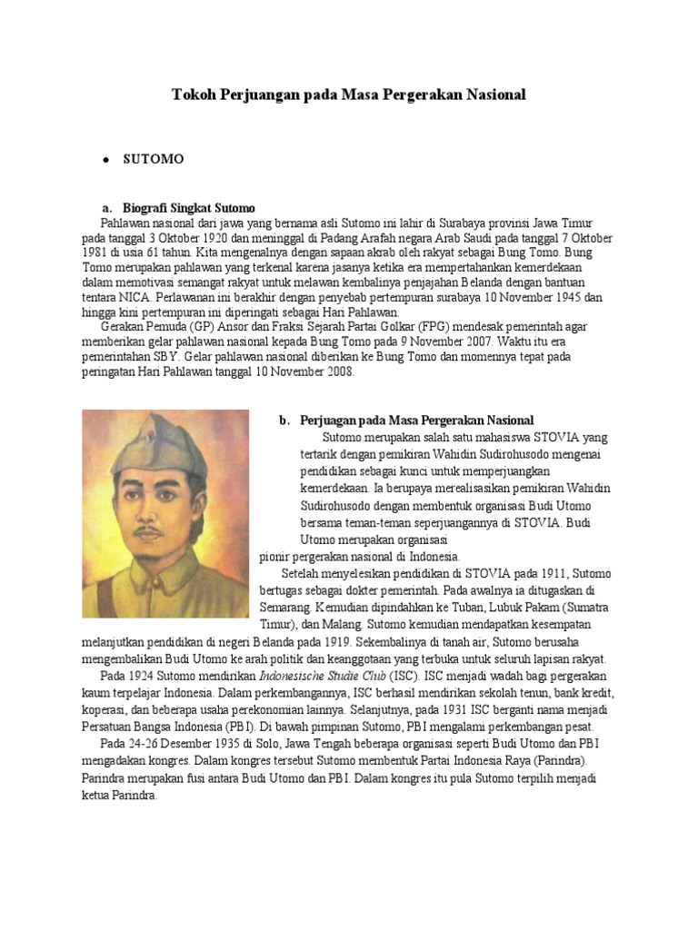 Pergerakan Nasional Indonesia Tokoh Pemimpin