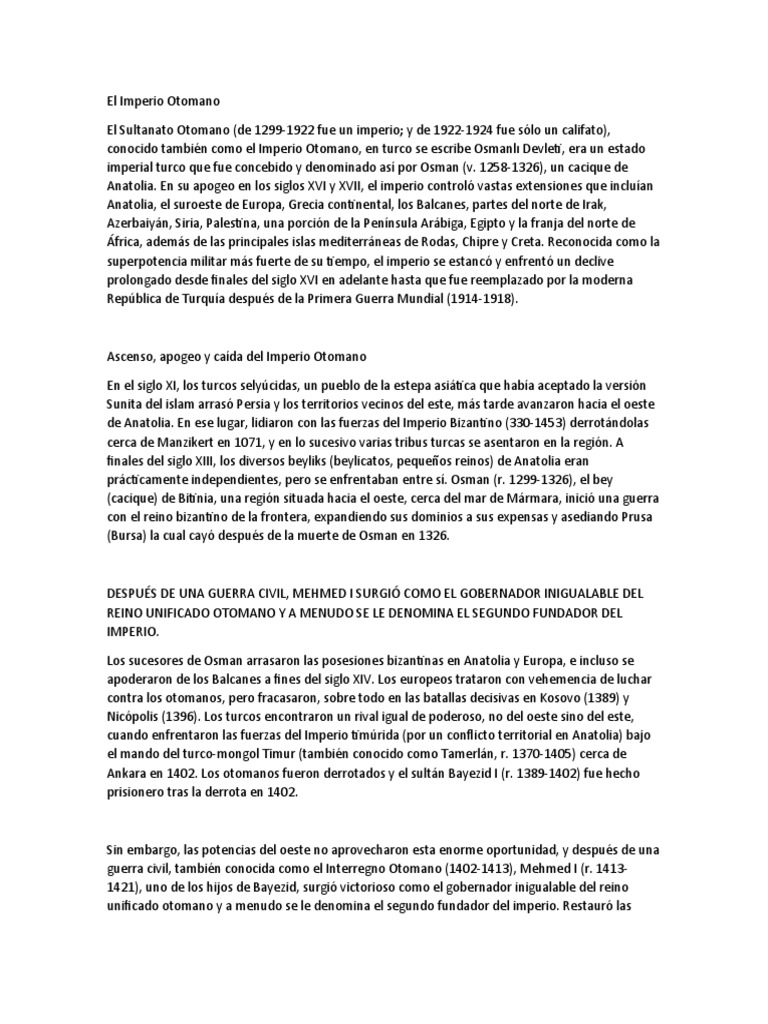 Historia del Imperio Otomano: Ascenso y Caída | PDF | imperio Otomano ...