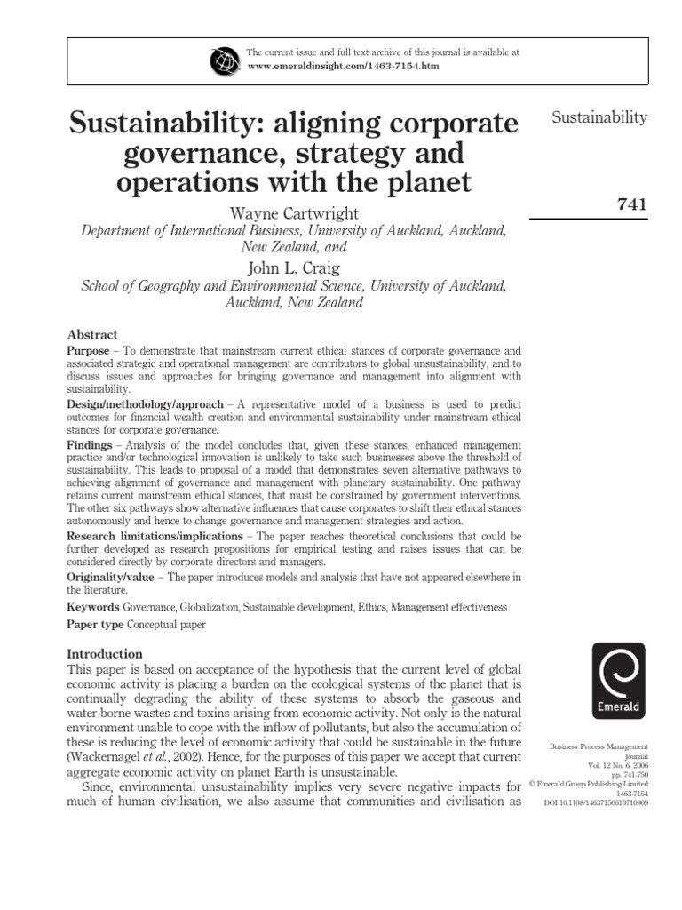 Corporate Governance for Sustainability | PDF | Sustainability | Governance