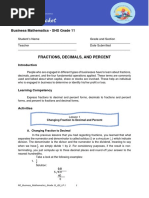 Fractions, Decimals, and Percent: Business Mathematics - SHS Grade 11